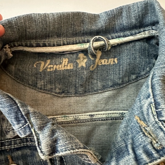 Vanilla Star RetroY2K Inspired Whimsical Fairy Embroidery Studded Denim Jacket M - Picture 10 of 16